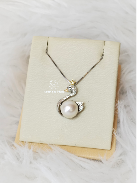 8.8mm Palawan Authentic White Color South Sea Pearl Pendant in 5 Micron Plated Settings