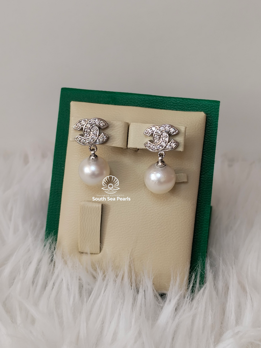 10.5mm Authentic White South Sea Pearls Set in 5 Micron Settings