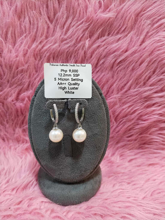 12.2mm Authentic White South Sea Pearl Set in 5 Micron Settings