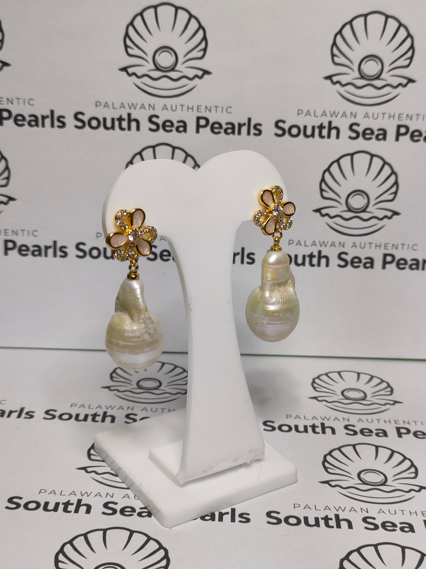 Authentic Fresh Water Pearl Baroque Earrings in 5 Micron Settings