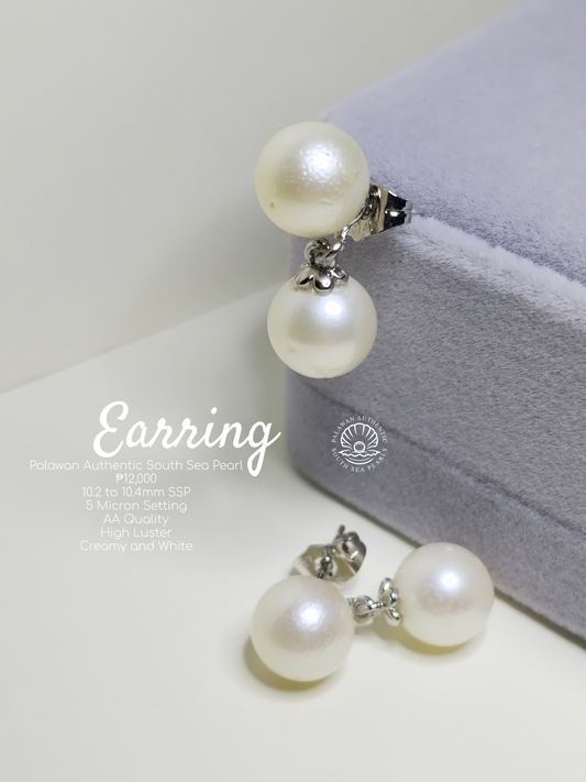 10.2mm to 10.4mm Authentic Creamy Champagne Color South Sea Pearls in S925 Settings