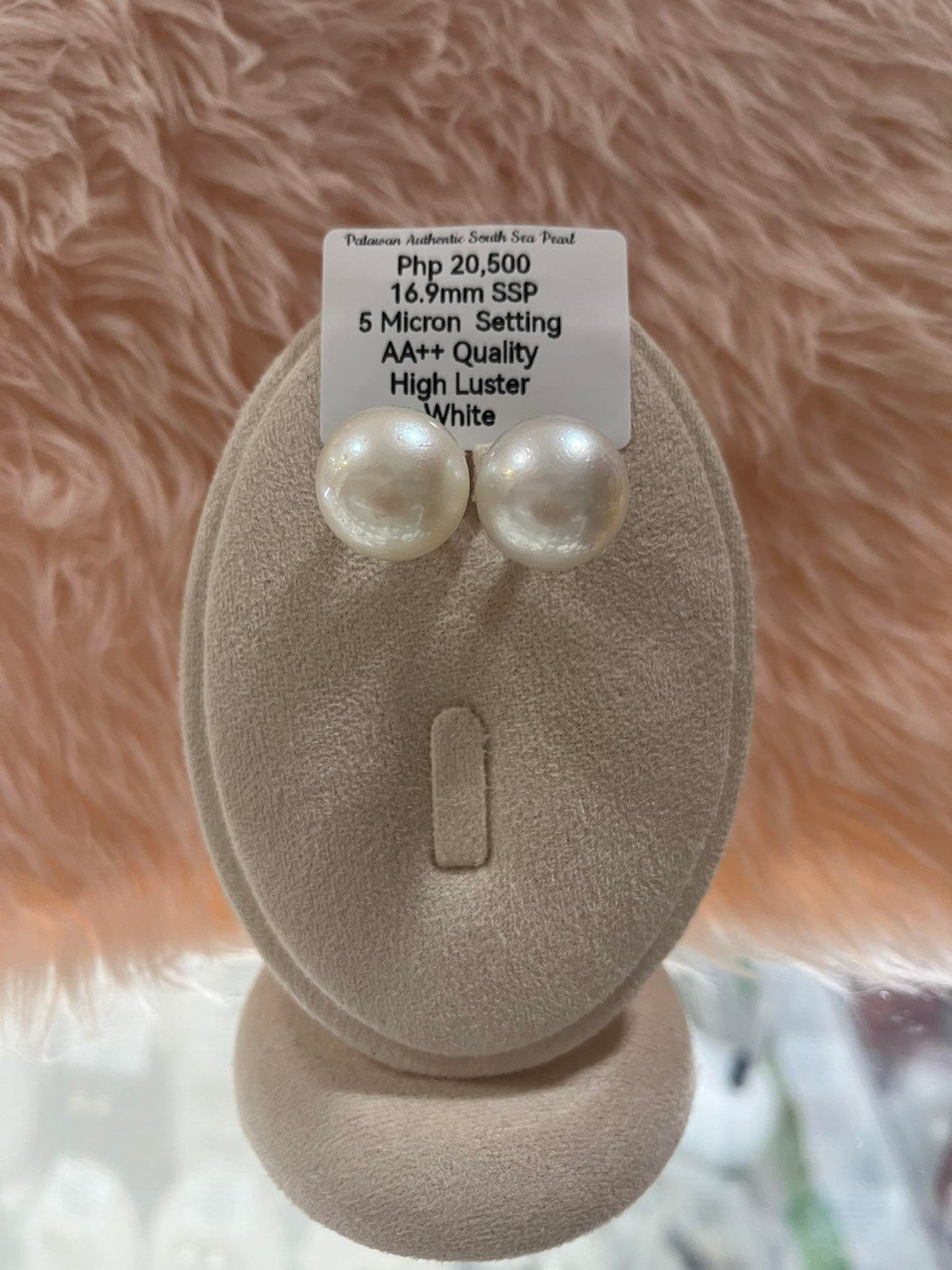 16.9mm Authentic White South Sea Pearl Set in 5 Micron Settings