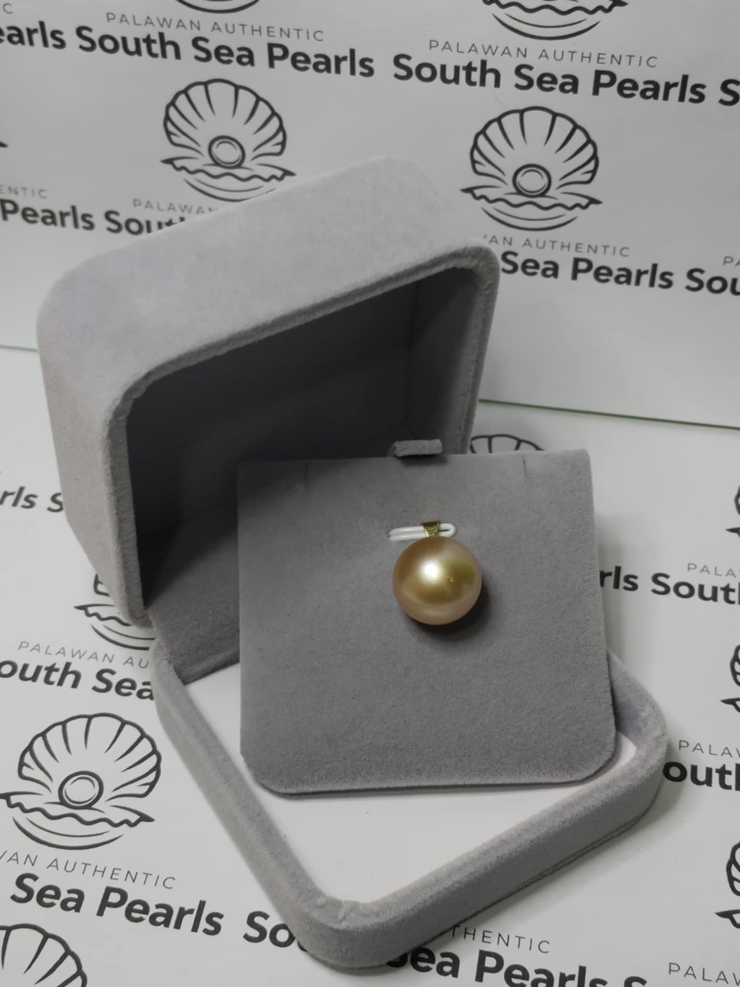 New Arrival! 15.1mm SSP Authentic Golden Champagne Color South Sea Pearl Pendant in 14k Real Gold Settings