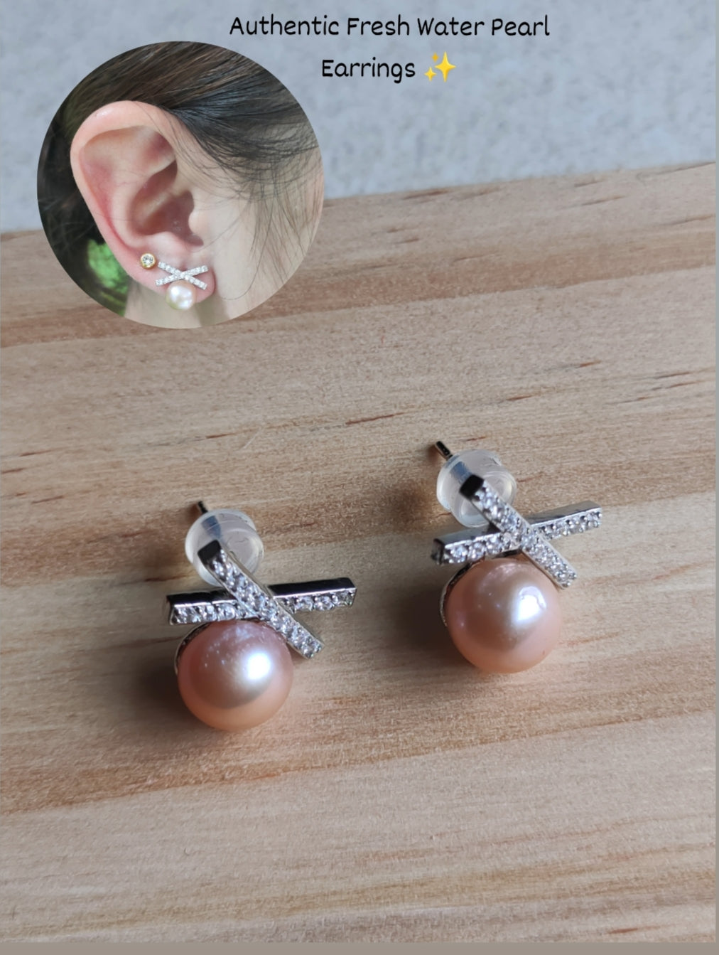 Authentic Fresh Water Pearl Earrings in 5 Micron Settings