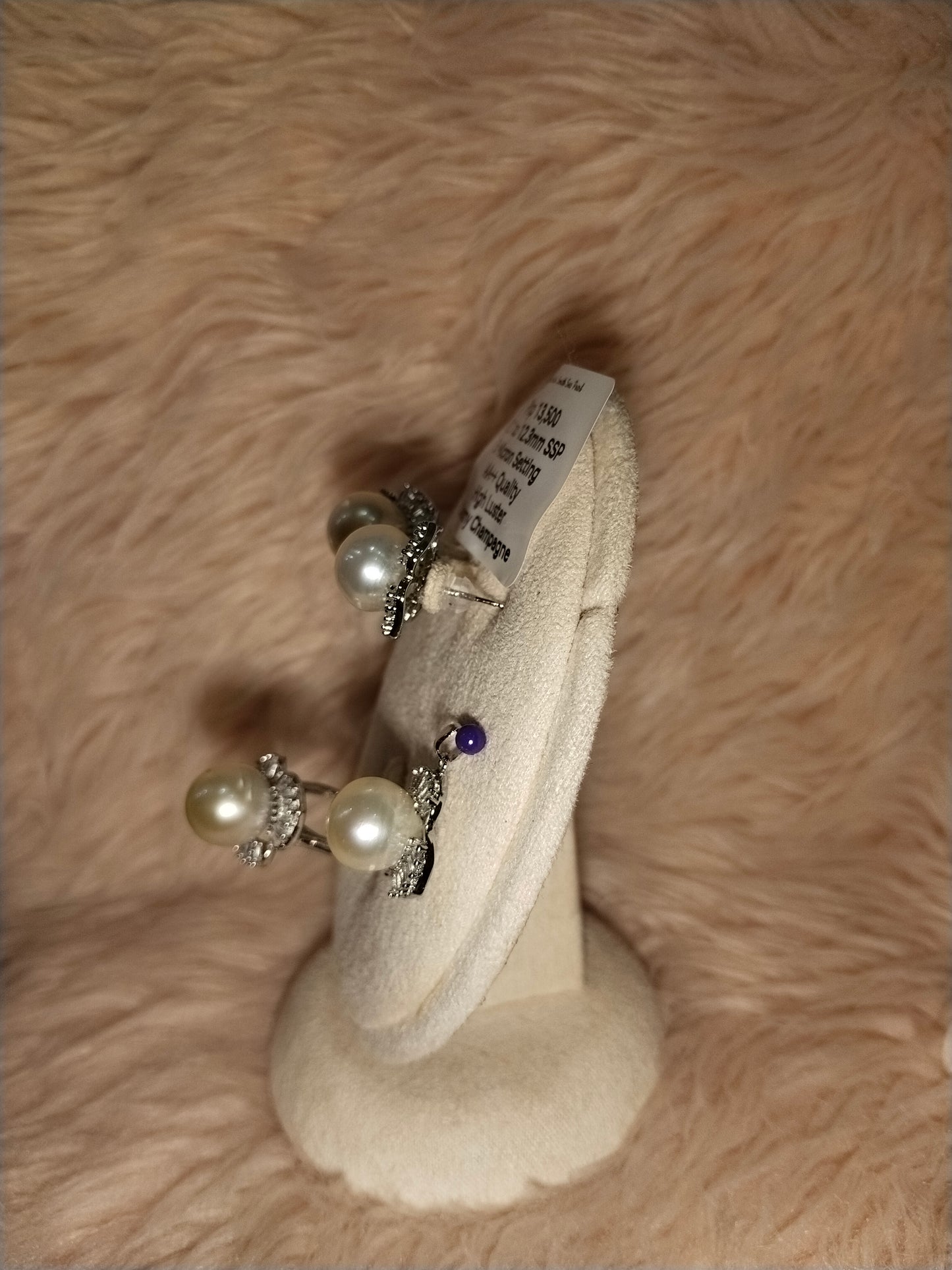 10.8 to 11.6mm Authentic White South Sea Pearl Set in 5 Micron Settings