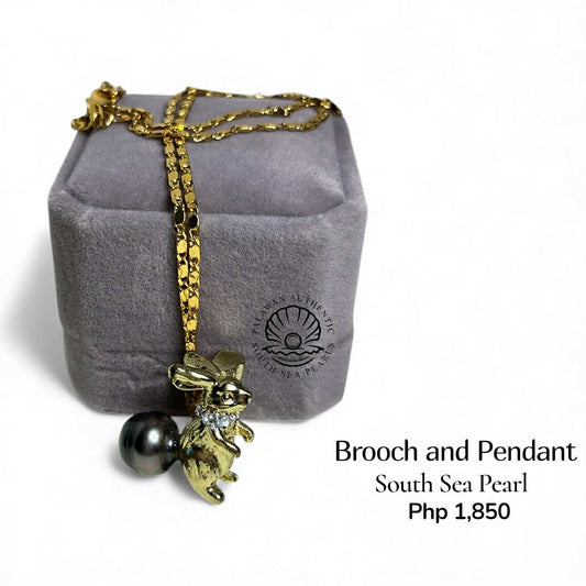 Palawan Authentic South Sea Pearl Brooch Pin in 5 Micron Plated Settings