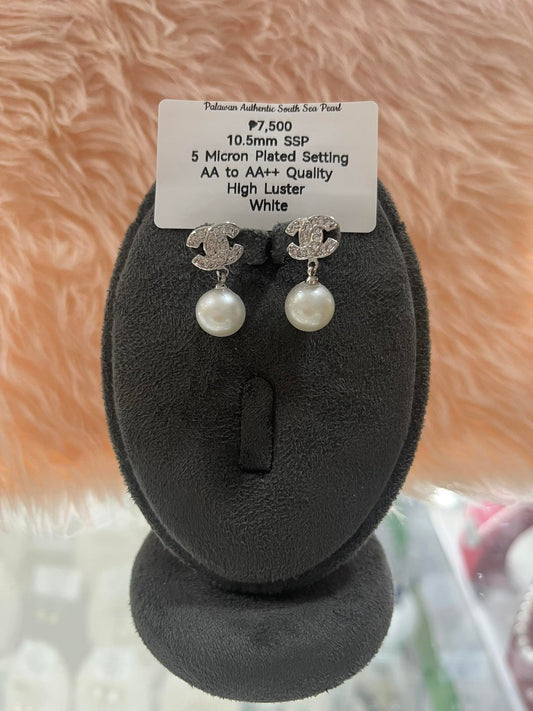 10.5mm Authentic White South Sea Pearls Set in 5 Micron Settings