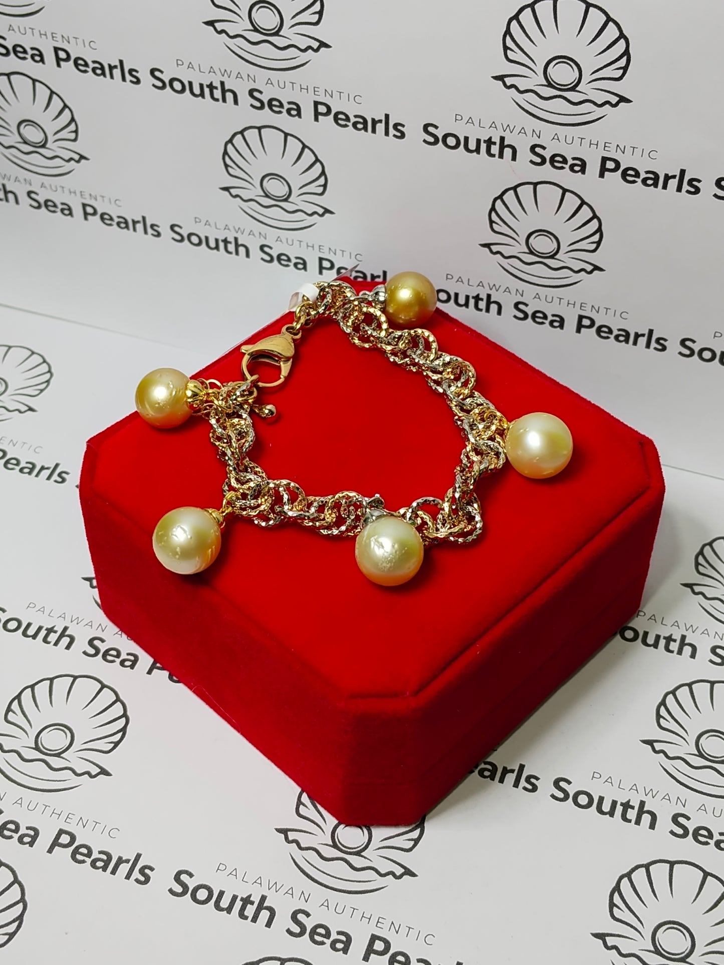 New Arrival! 11.7mm to 12.6mm Authentic Golden and Champagne South Sea Pearls Bracelets
