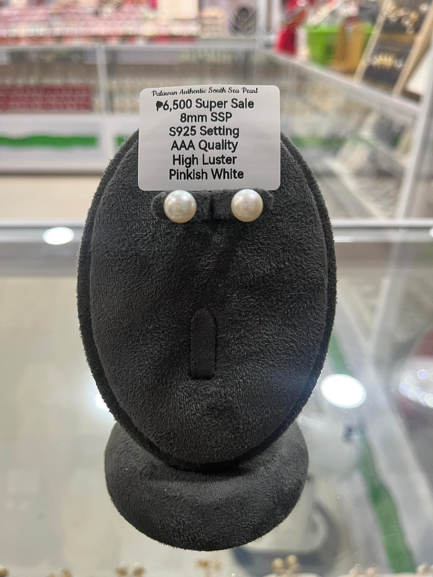 8mm Authentic Pinkish White South Sea Pearl Set in S925 Settings