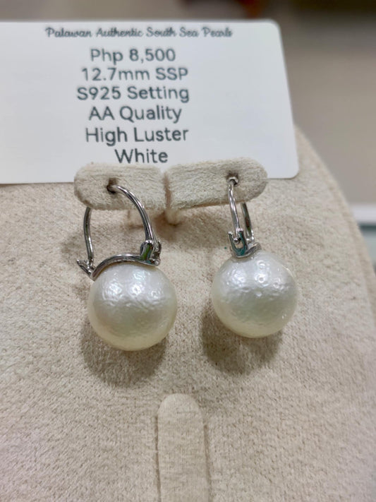 12.7mm Authentic White South Sea Pearls in S925 Settings