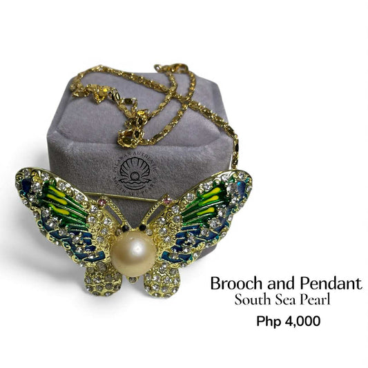 Palawan Authentic South Sea Pearl Brooch Pin in 5 Micron Plated Settings