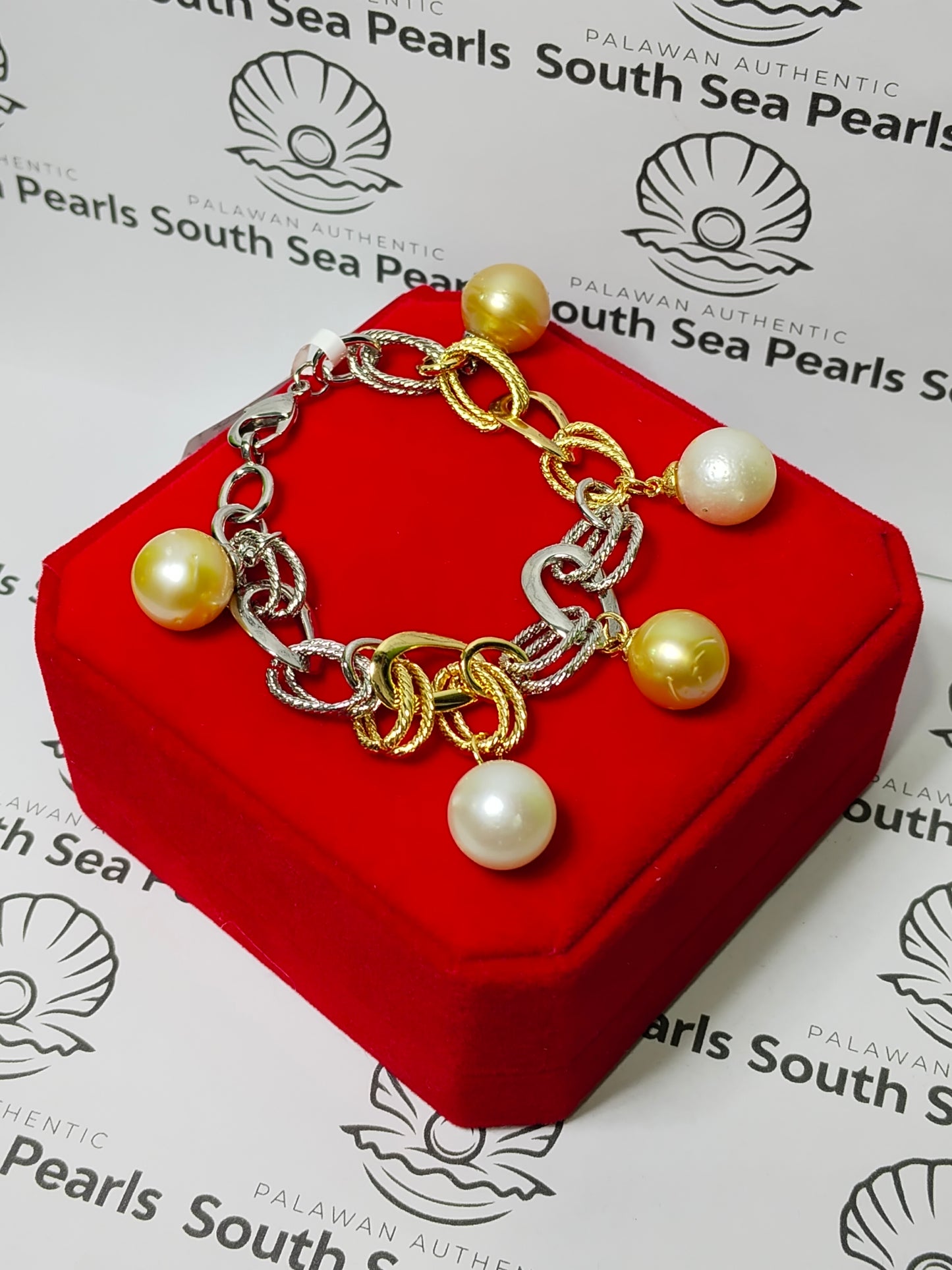 New Arrival! 12.1mm to 12.7mm Authentic White and Champagne South Sea Pearls Bracelets