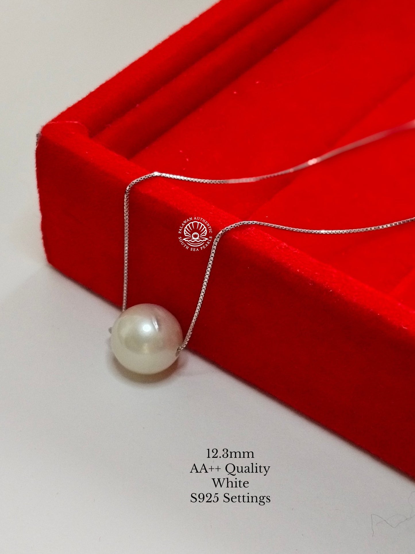 12.3mm Palawan Authentic White Color South Sea Pearl Floating Necklace in S925