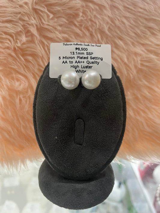 13.1mm Authentic White South Sea Pearl Set in 5 Micron Settings