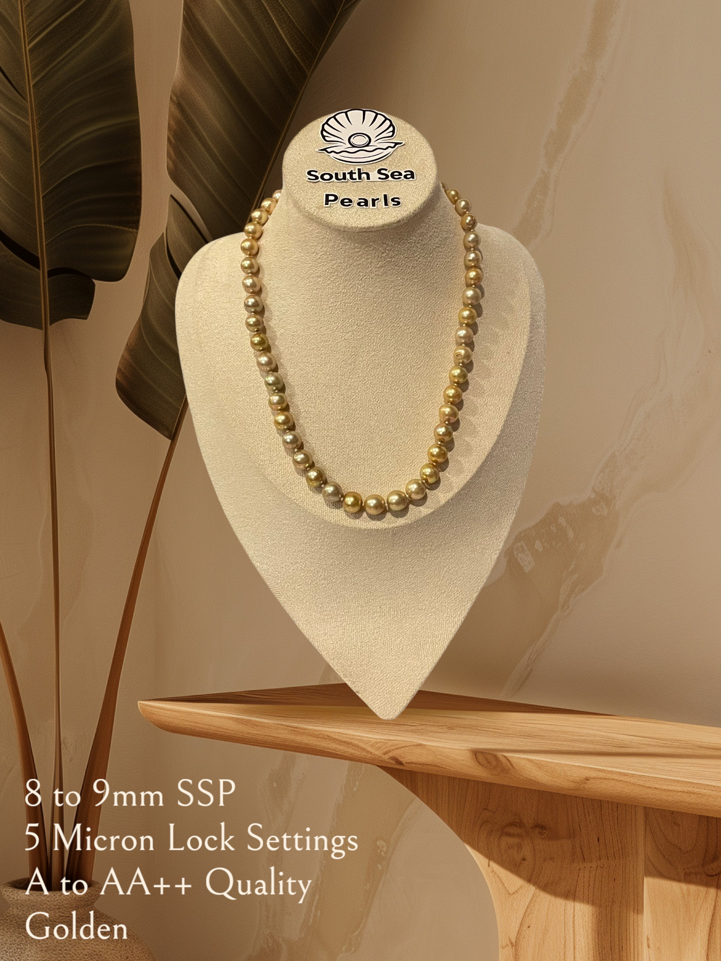 New Arrival! 8 to 9mm Authentic Golden South Sea Pearl Chocker in 5 Micron Setting