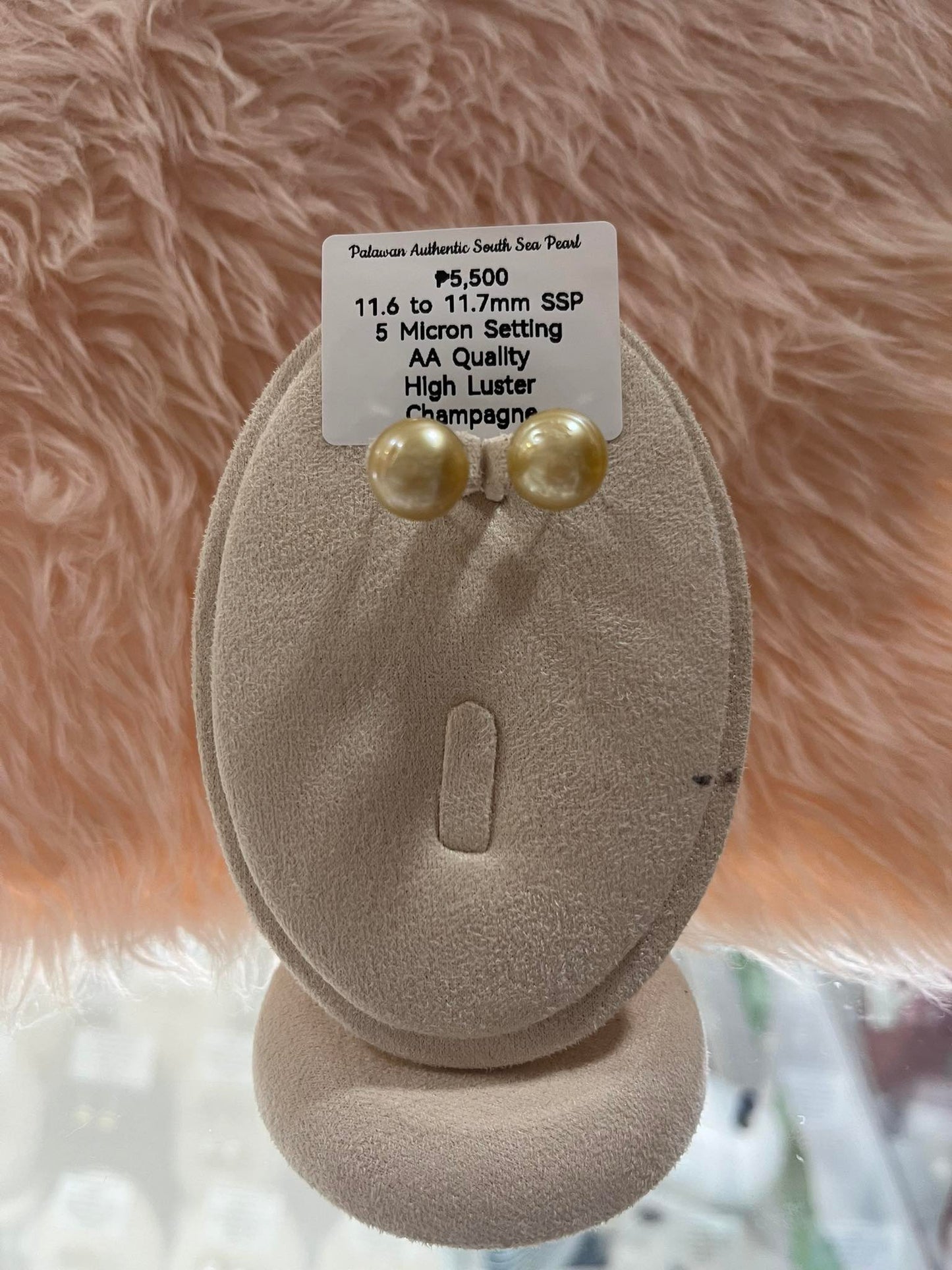 11.6 to 11.7mm Authentic Champagne Color South Sea Pearl Set in 5 Micron Settings