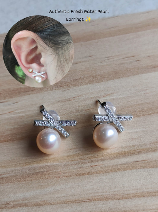 Authentic Fresh Water Pearl Earrings in 5 Micron Settings