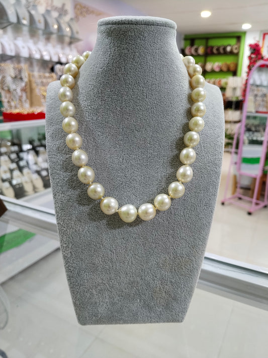 12mm to 14.4mm Authentic Light Champagne South Sea Pearl Choker Necklace