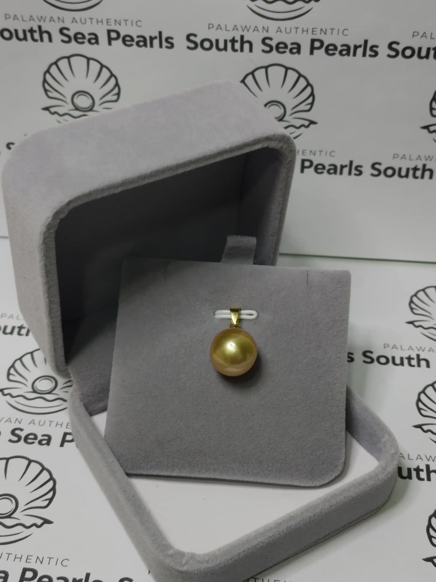 New Arrival! 12.4mm SSP Authentic Golden Color South Sea Pearl Pendant in 14k Real Gold Settings