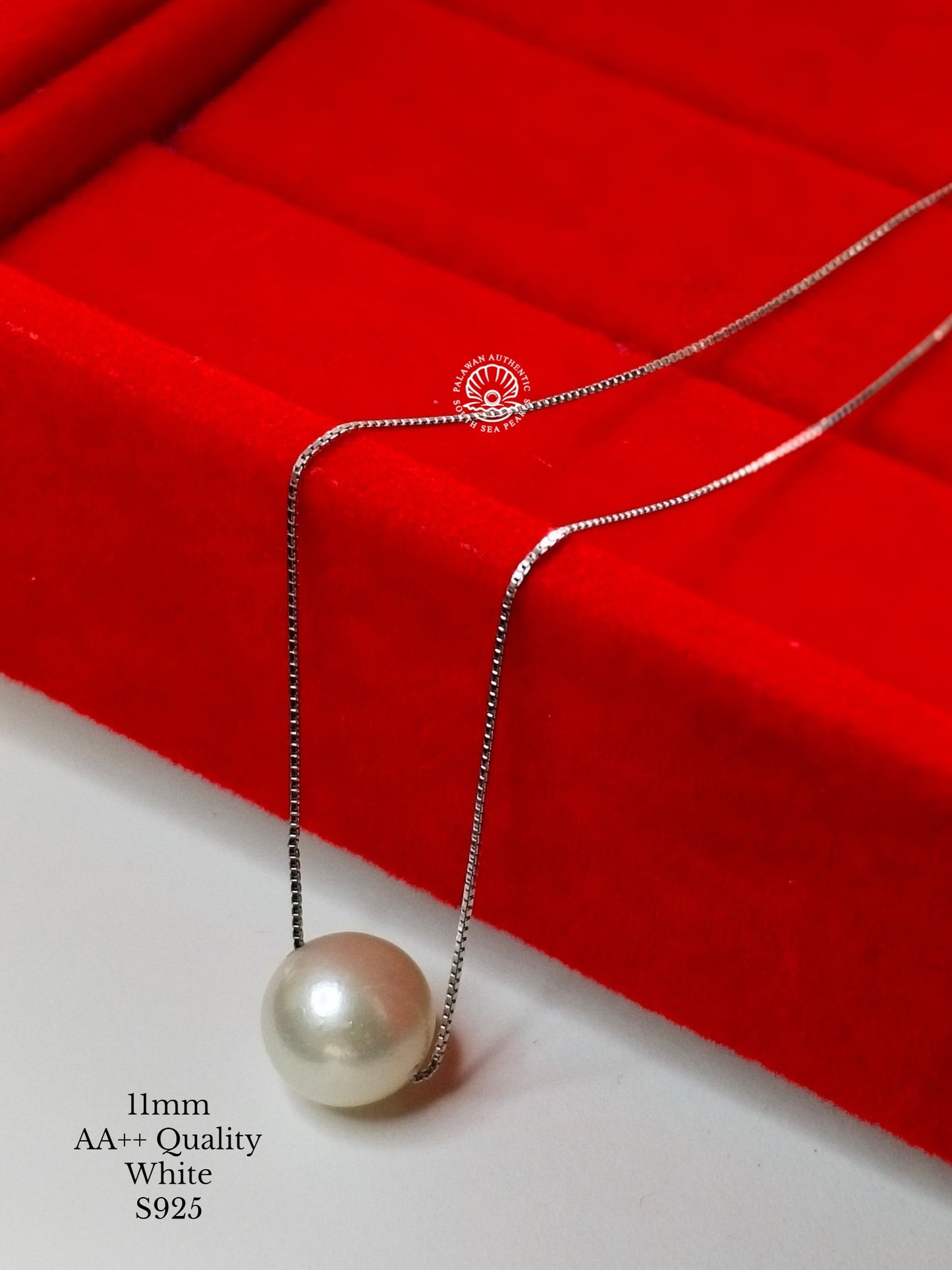 11mm Palawan Authentic Classic White Color South Sea Pearl Floating Necklace in S925