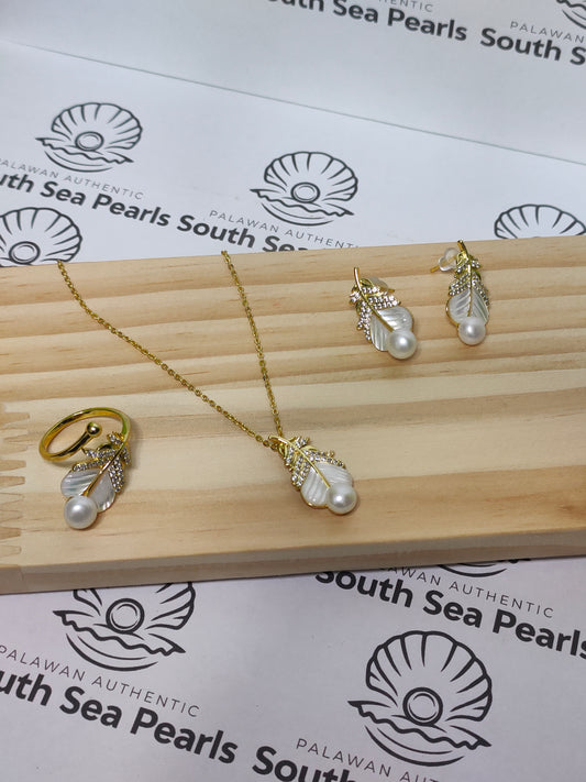 Authentic Fresh Water Pearl with Mother of Pearl  Sets in 5 Micron Settings