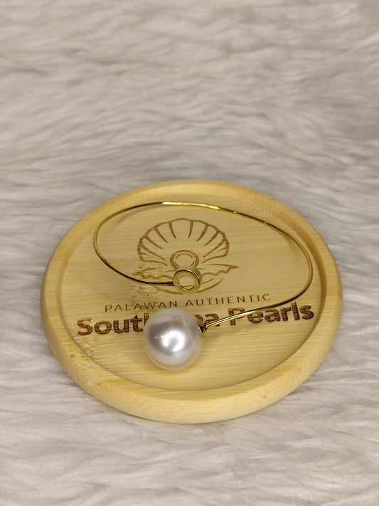 16mm Authentic White South Sea Pearl Bracelet in 14k Real Gold Settings