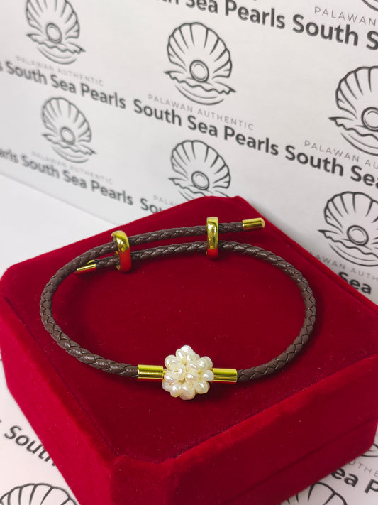 Authentic Fresh Water Pearl in Leather Settings