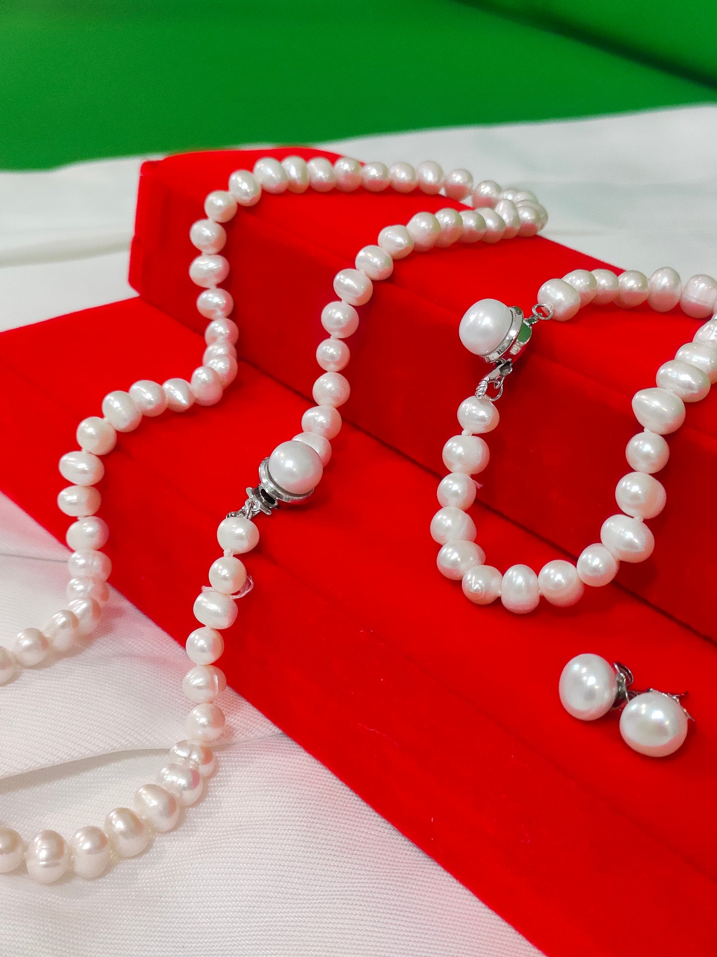 Authentic Fresh Water Pearl Sets in 5 Micron Settings