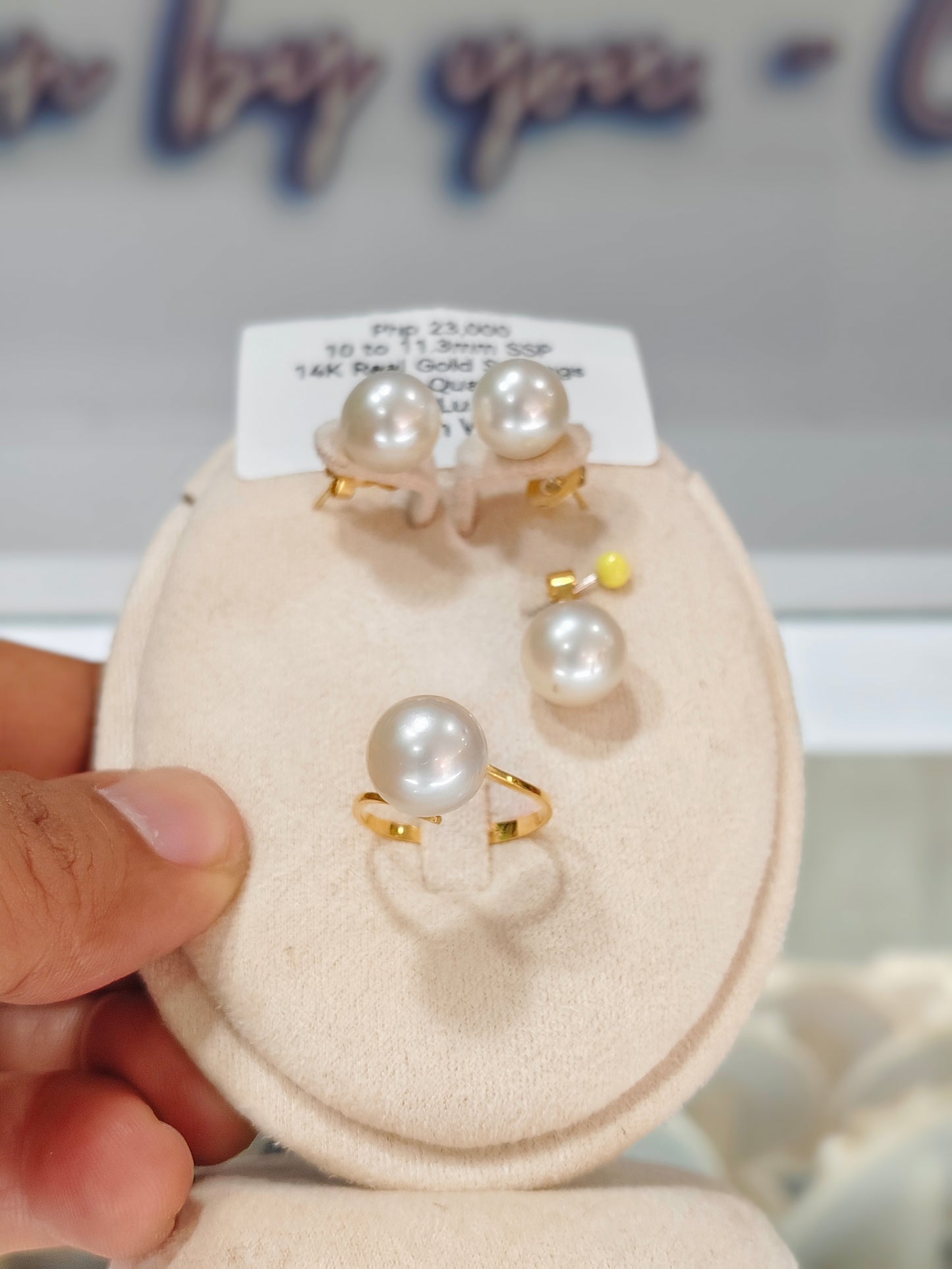 New Arrival! 10mm to 11.3mm Authentic Cream White South Sea Pearls Set in 14k Gold