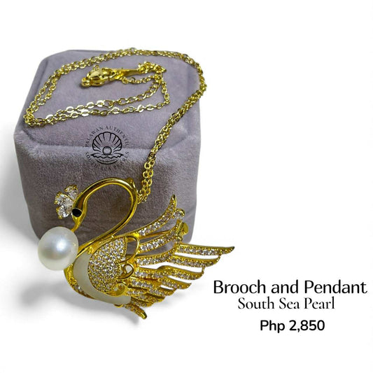 Palawan Authentic South Sea Pearl Brooch Pin in 5 Micron Plated Settings