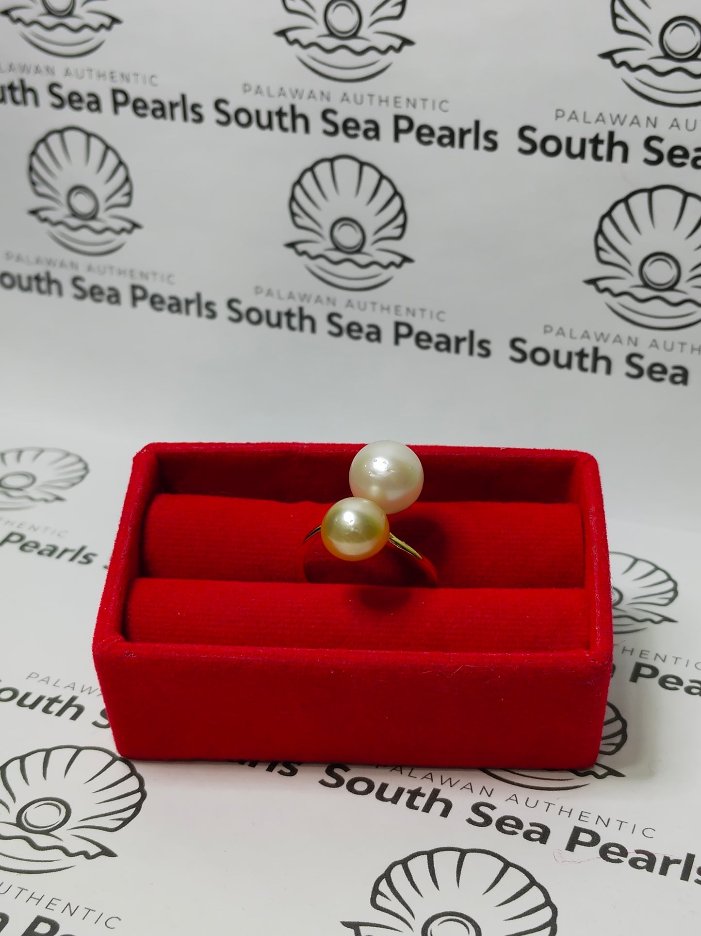 New Arrival! 9.7mm to 11mm Authentic South Sea Pearls Ring in 5 Micron Plated Settings