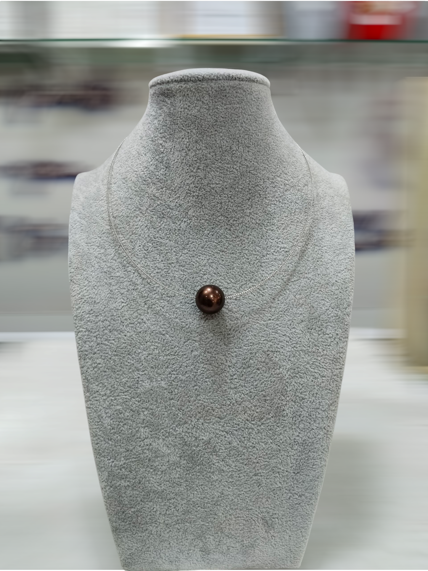 14.8mm Choco Brown South Sea Pearls Station Necklace in 18K Gold