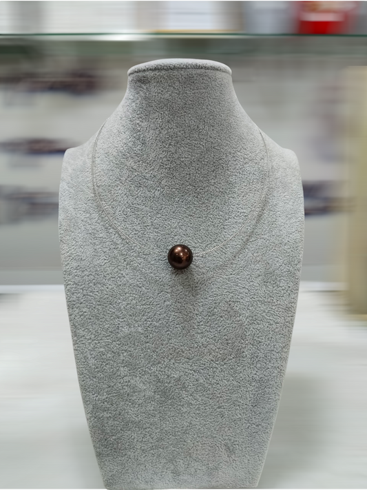 14.8mm Choco Brown South Sea Pearls Station Necklace in 18K Gold