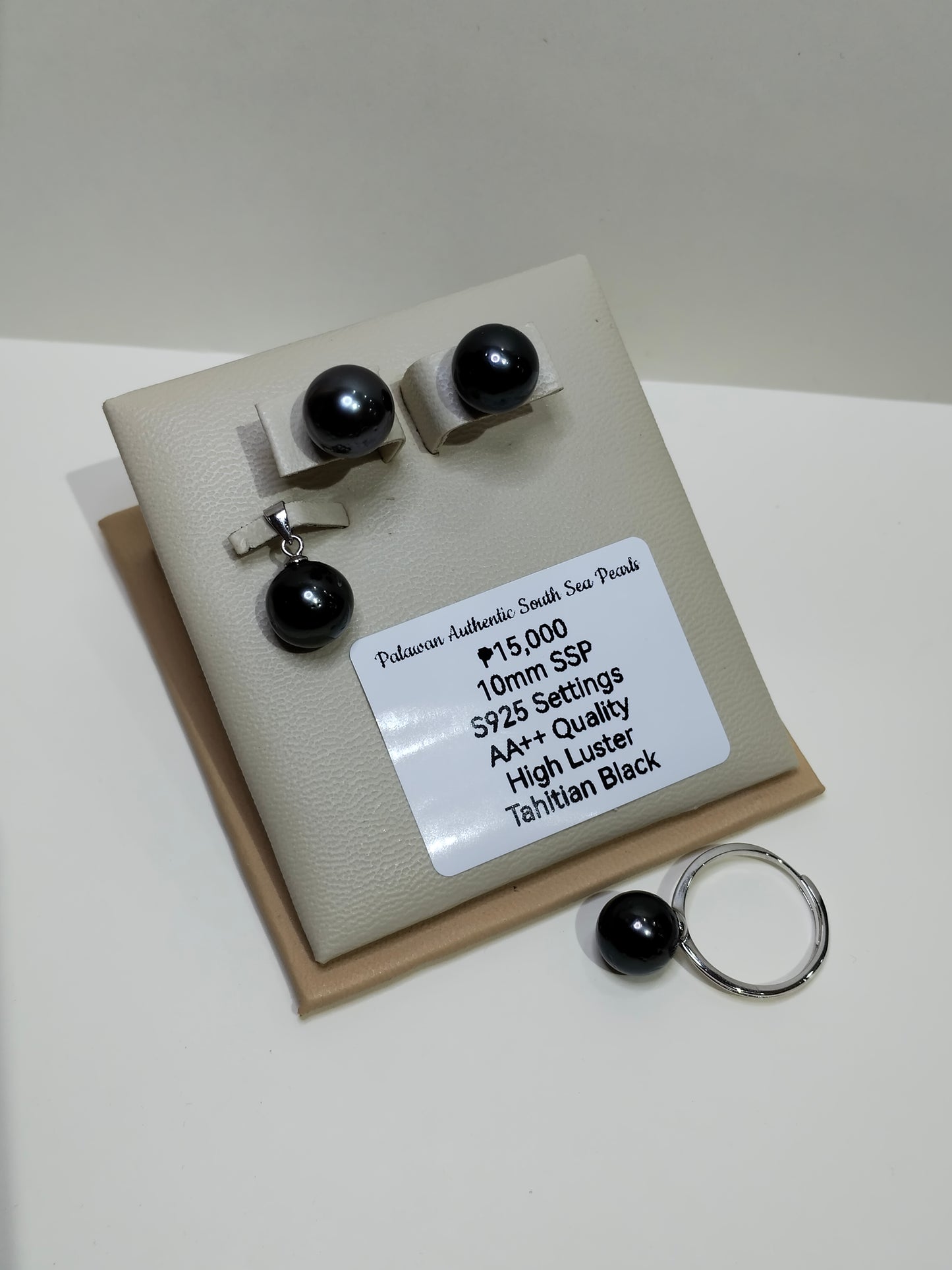 10mm Authentic Tahitian Black Color South Sea Pearls in S925 Settings