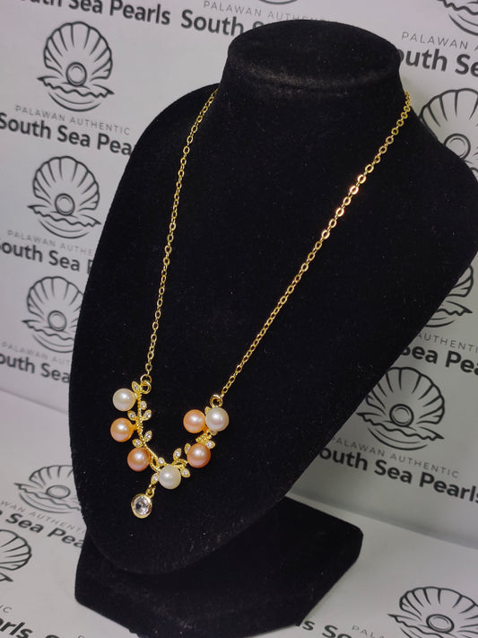 Authentic Freshwater Pearl Necklace in Plated Settings