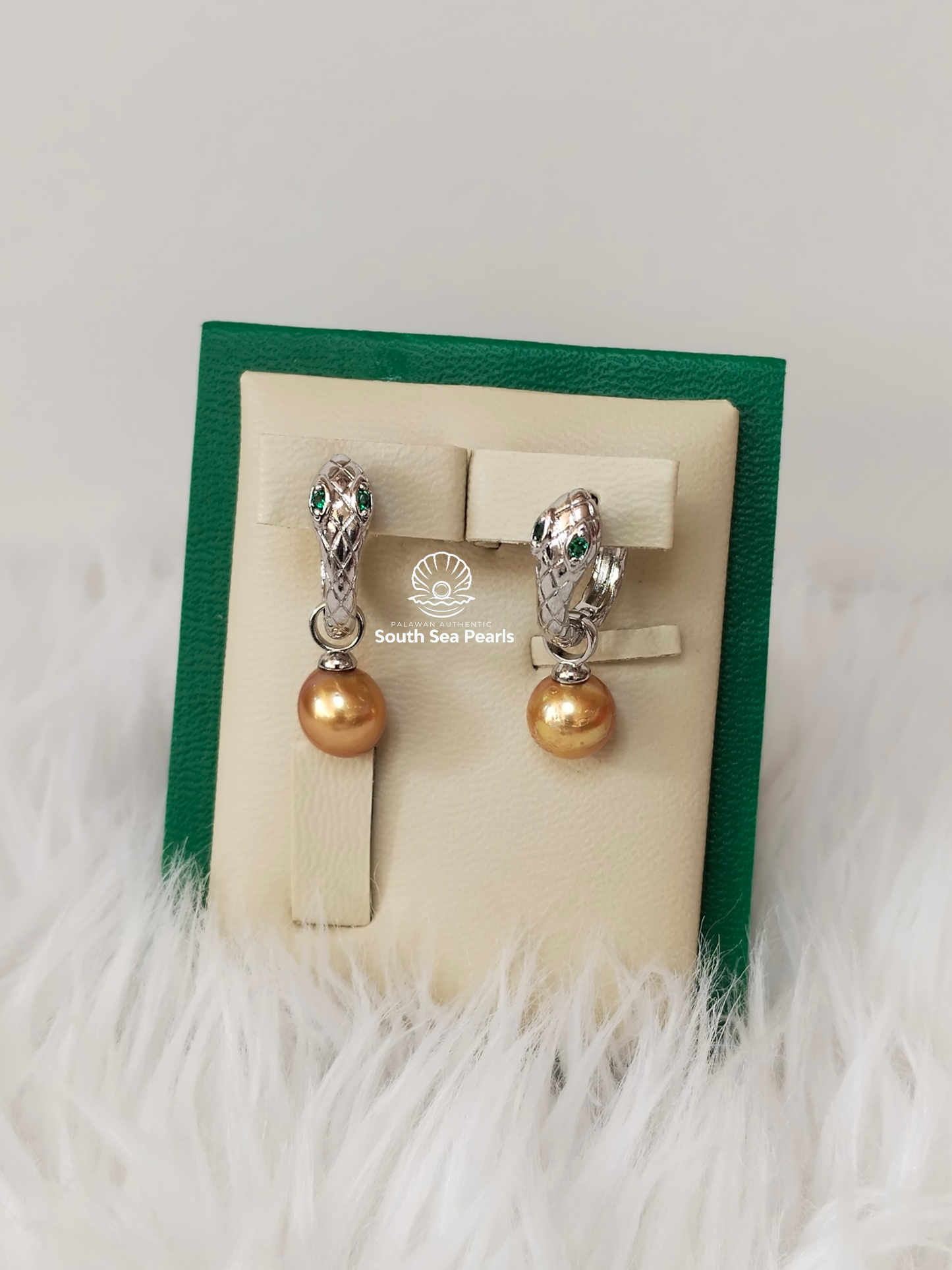 8.3 to 8.4mm Authentic Deep Golden Color South Sea Pearl Set in 5 Micron Settings