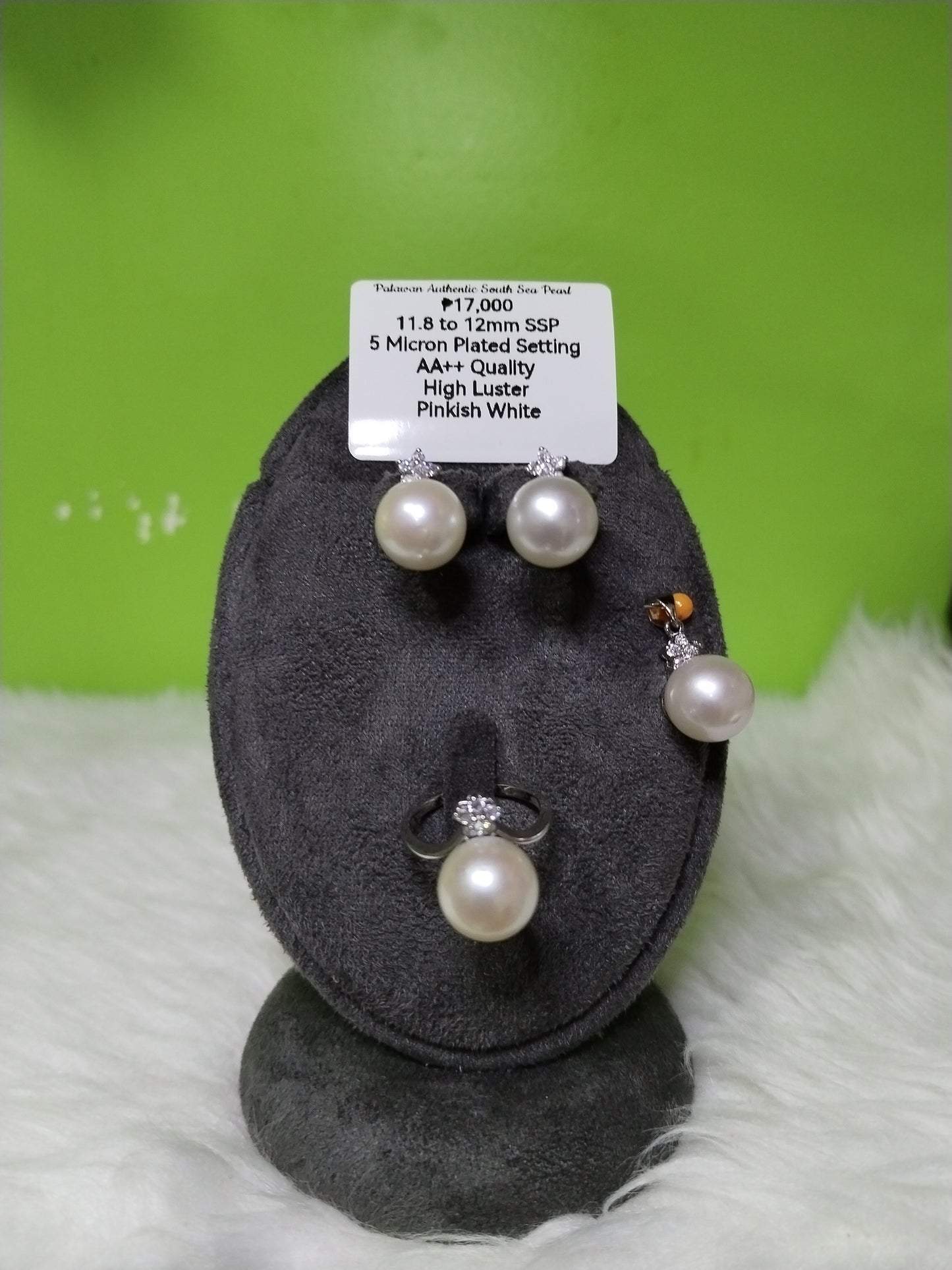 11.8mm to 12mm Authentic South Sea Pearl Sets in 5 Micron Plated Settings