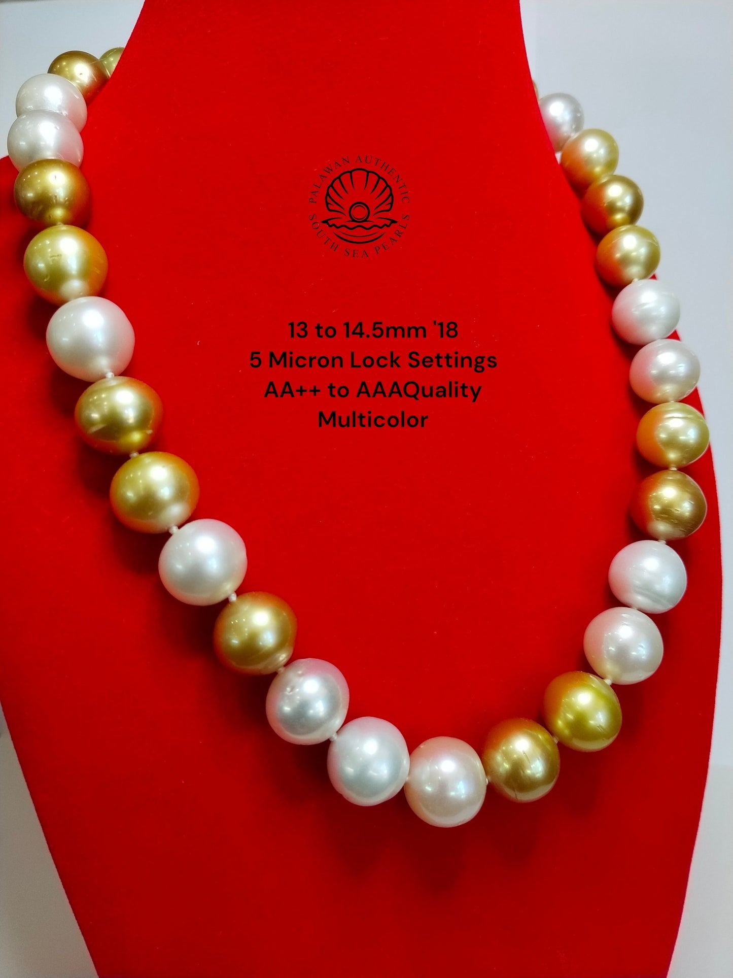 13 to 14.5mm Palawan Authentic Multicolor South Sea Pearl Choker in 5 Micron Lock Settings