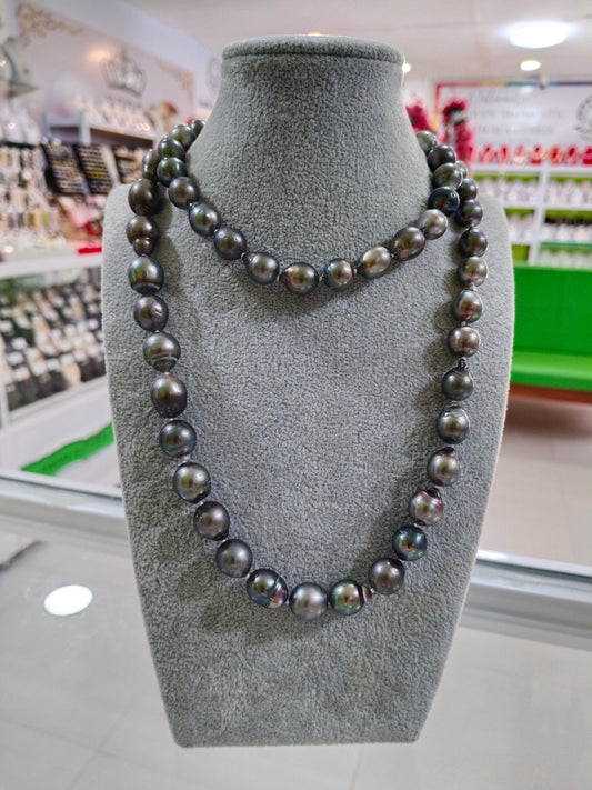 11mm to 13mm Authentic Tahitian Black Color South Sea Pearl Choker Necklace