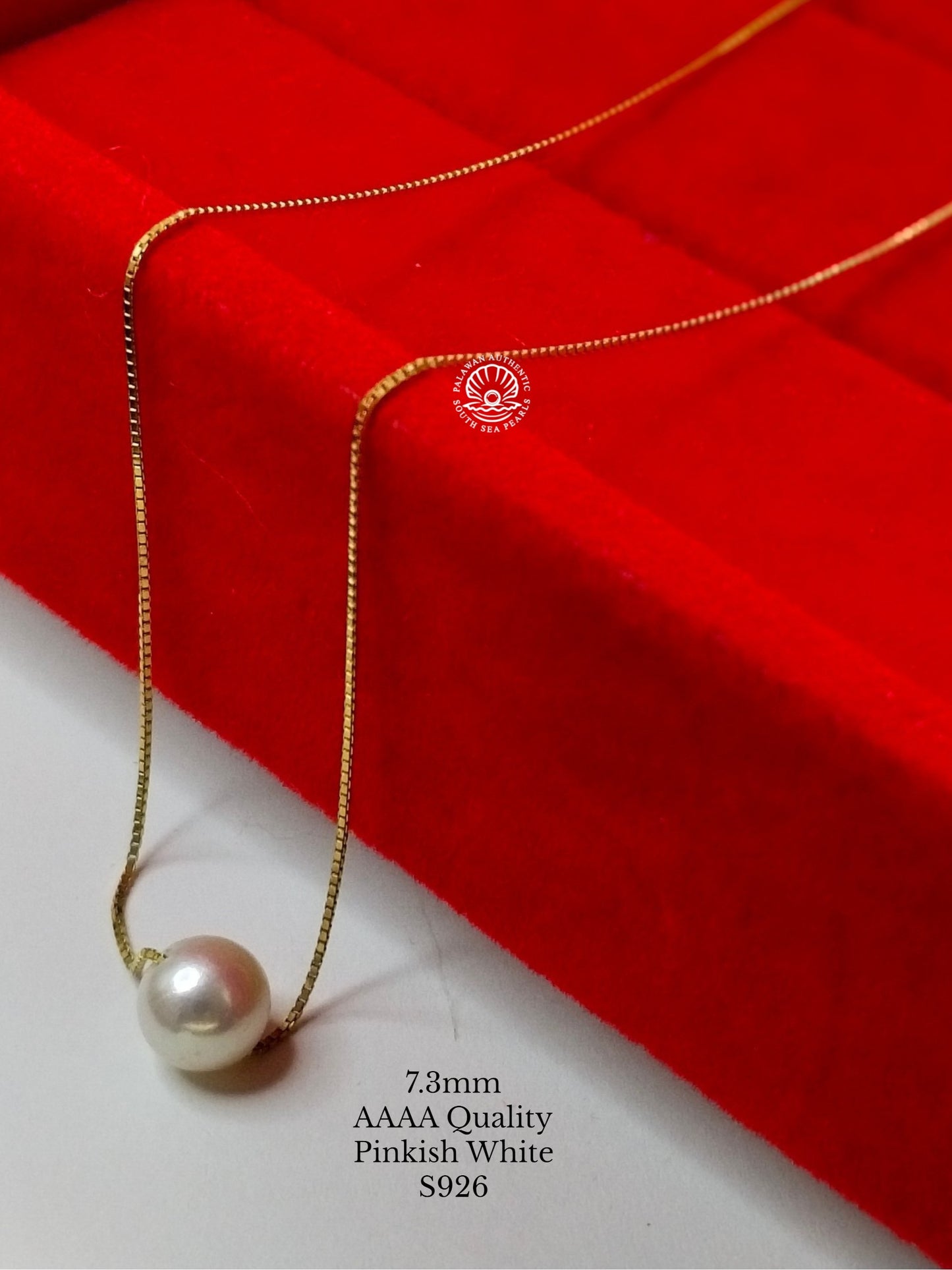 7.3mm Palawan Authentic Pinkish White Color South Sea Pearl Floating Necklace in S925