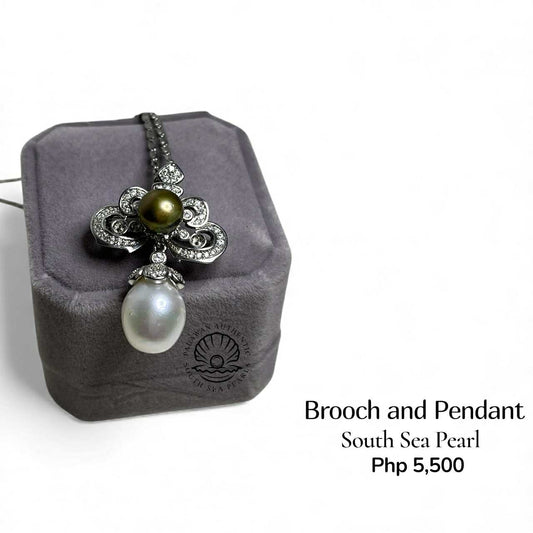 Palawan Authentic South Sea Pearl Brooch Pin in 5 Micron Plated Settings