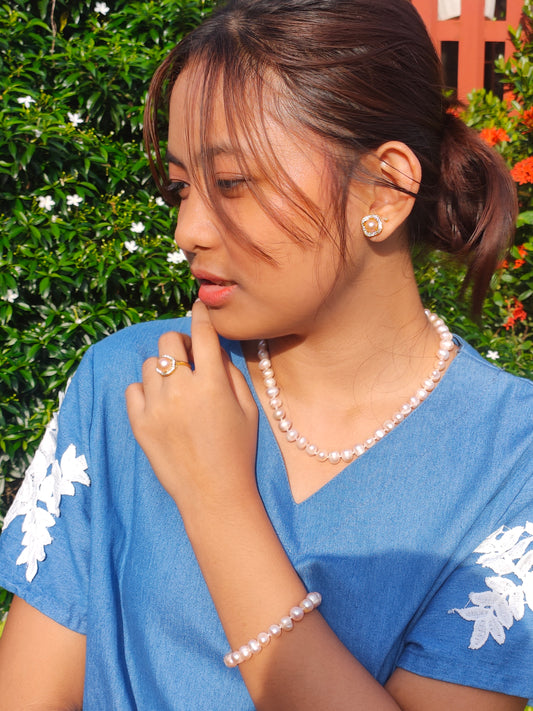 Authentic Fresh Water Pearl Sets in 5 Micron Plated Settings