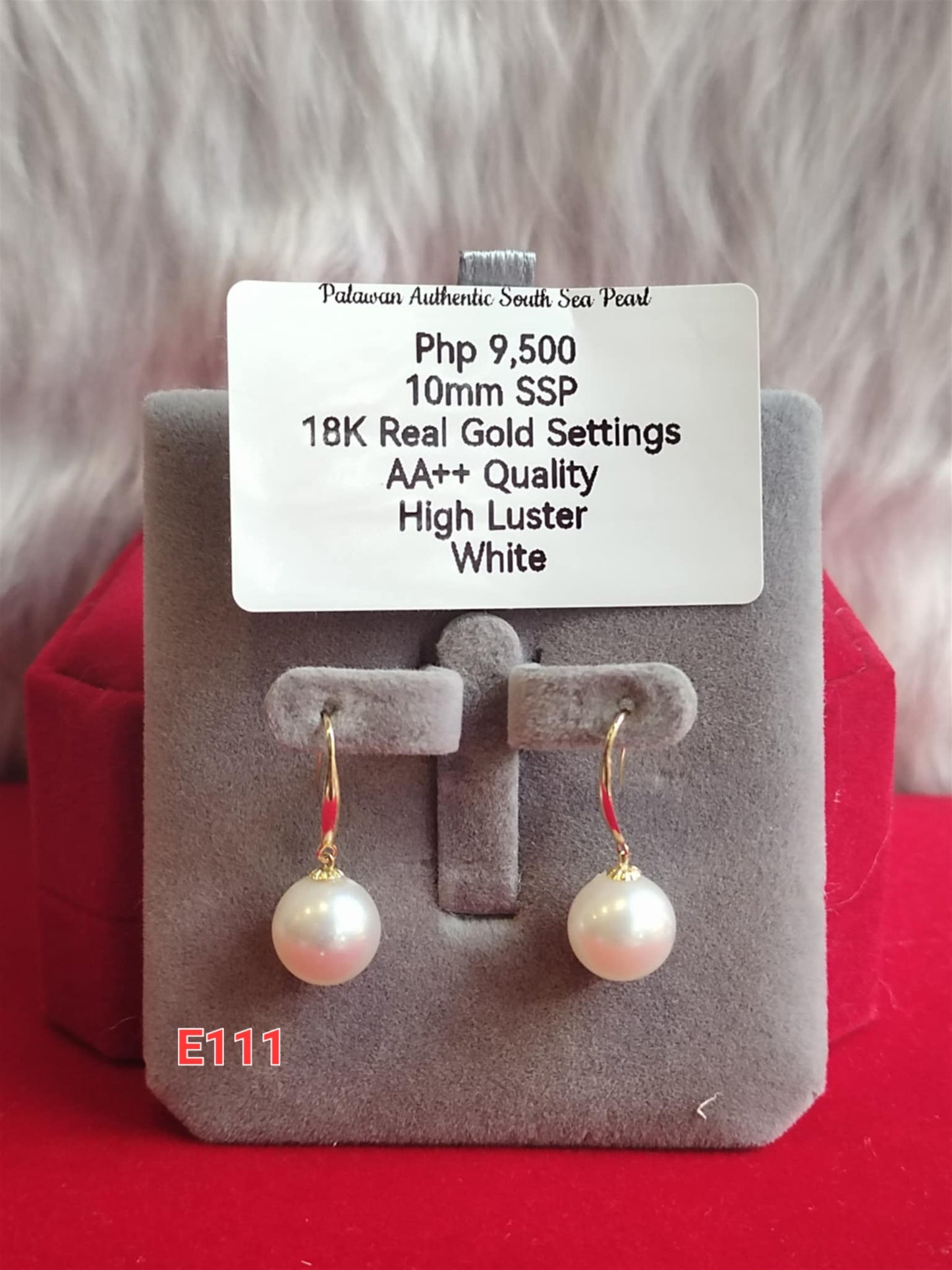 10mm Authentic White South Sea Pearls Earrings in 18K Gold Settings