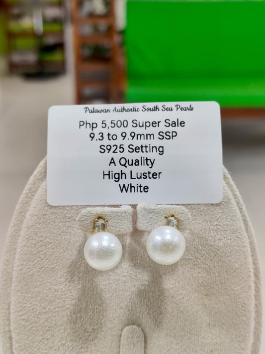 9.3mm to 9.9mm Authentic White South Sea Pearls in S925 Settings