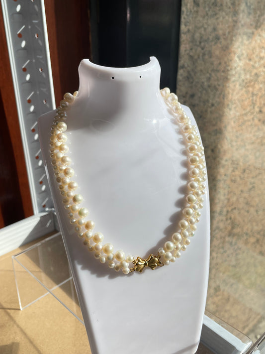Fresh Water Pearl Necklace in 5 Micron Plated Settings