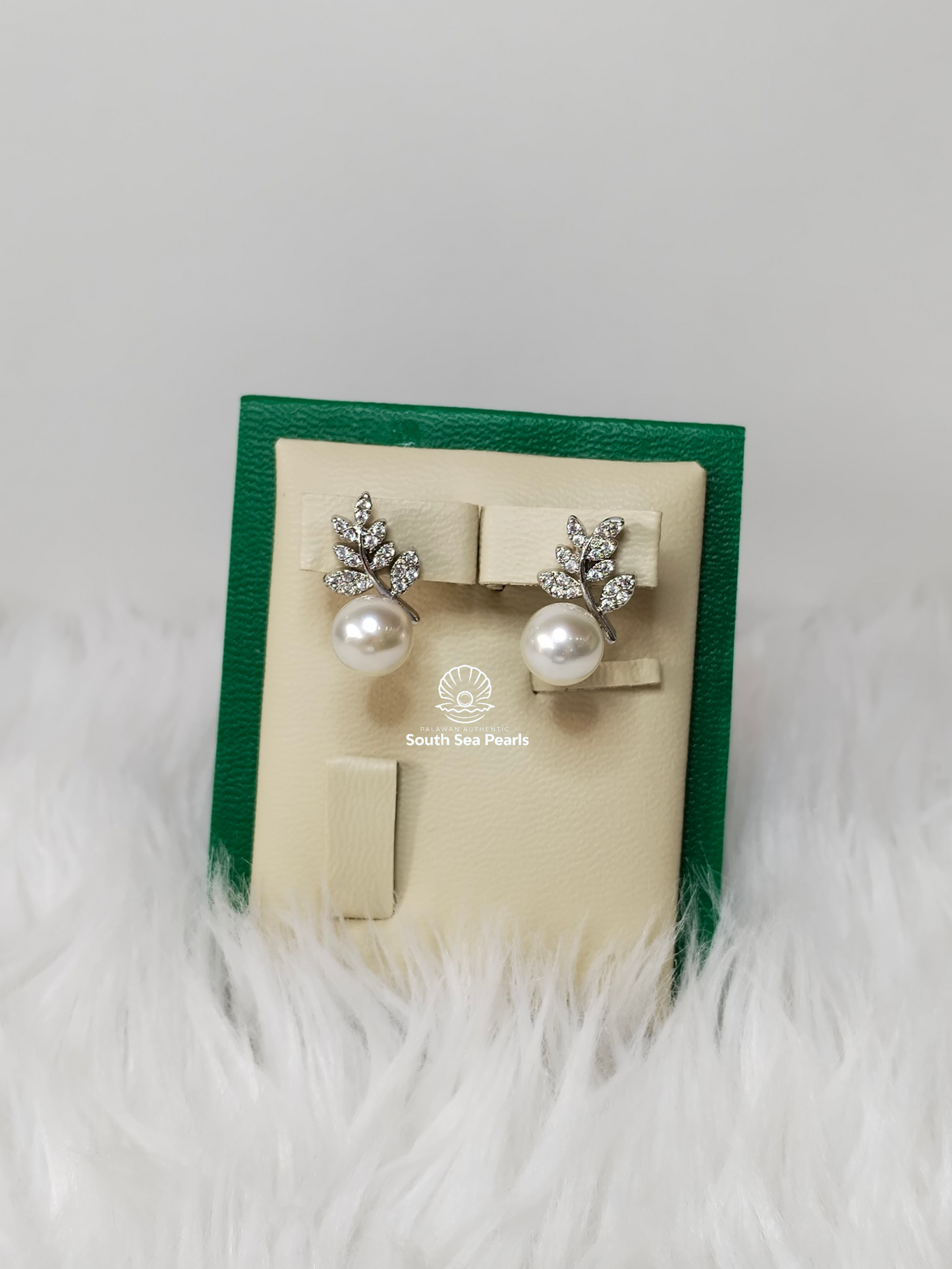 8.6mm Palawan Authentic Silver White Color South Sea Pearls Earrings in 5 Micron Plated Settings
