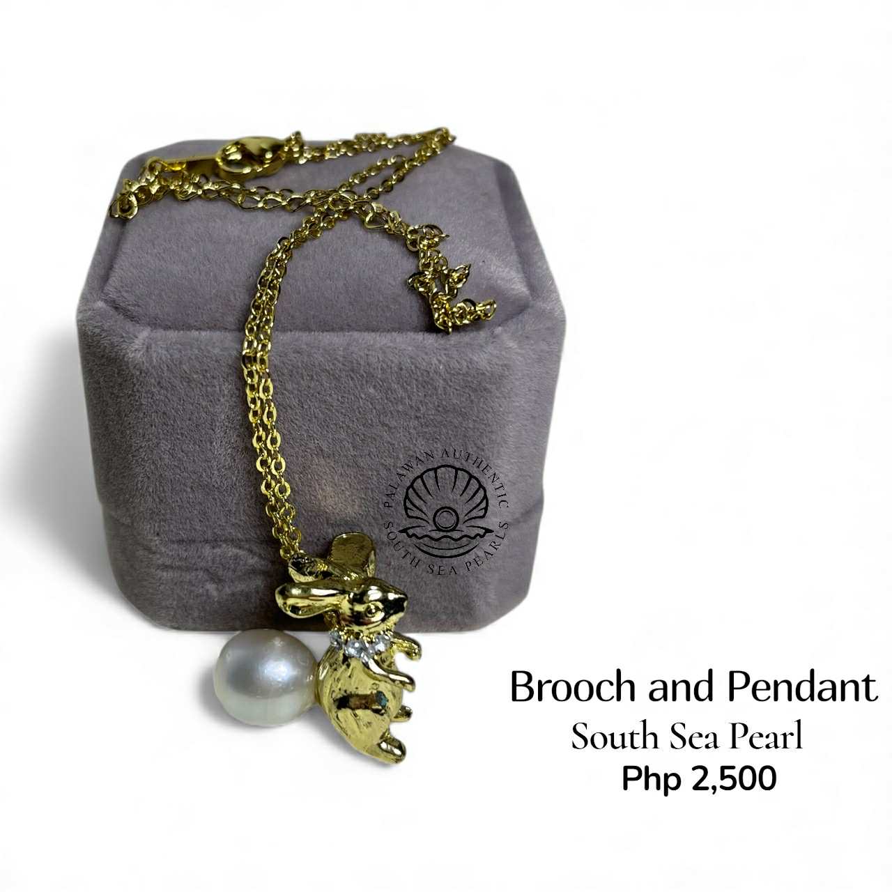 Palawan Authentic South Sea Pearl Brooch Pin in 5 Micron Plated Settings